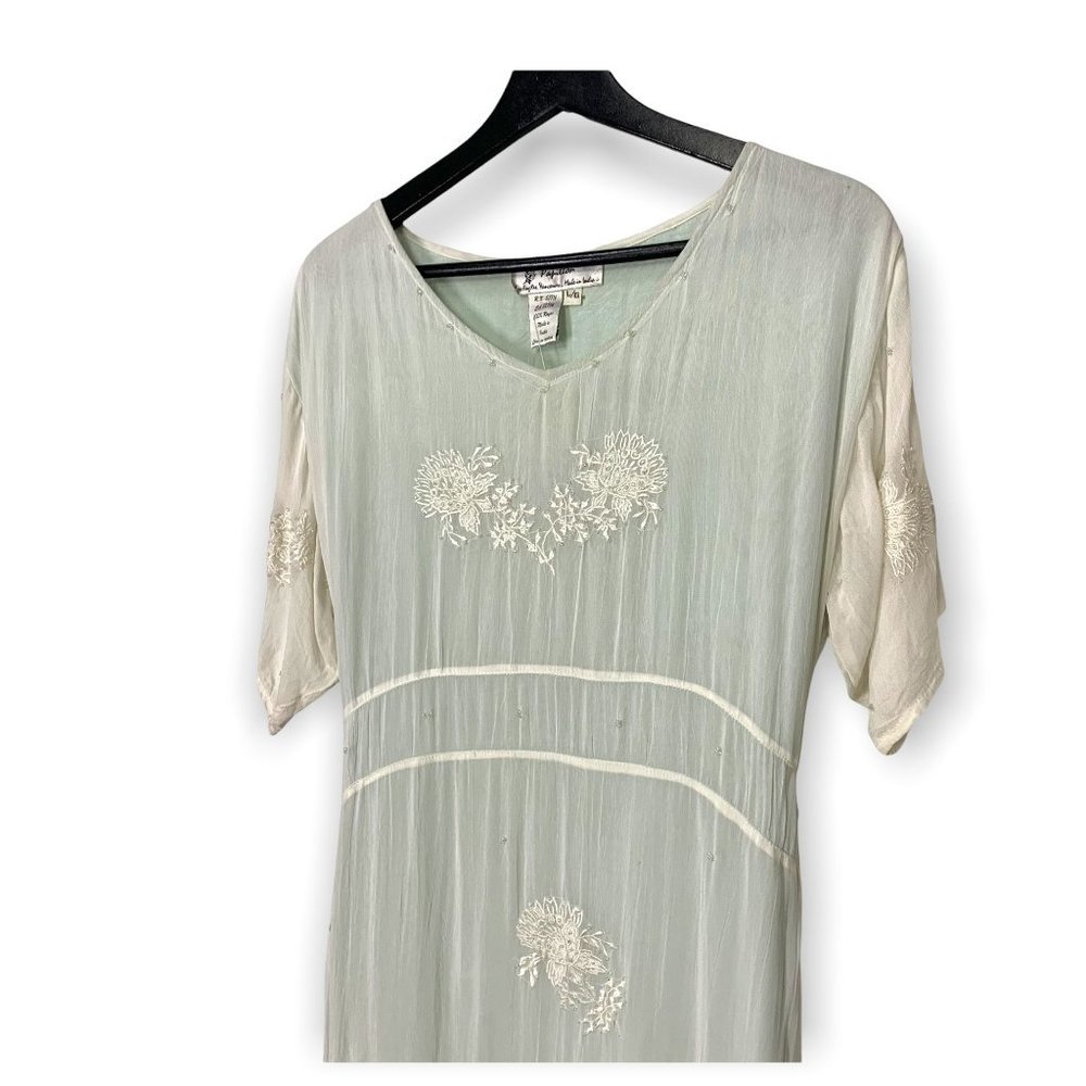 NWT Vintage 90's Papillon Crepe Layered Full Length Dress Large - Picture 3 of 12